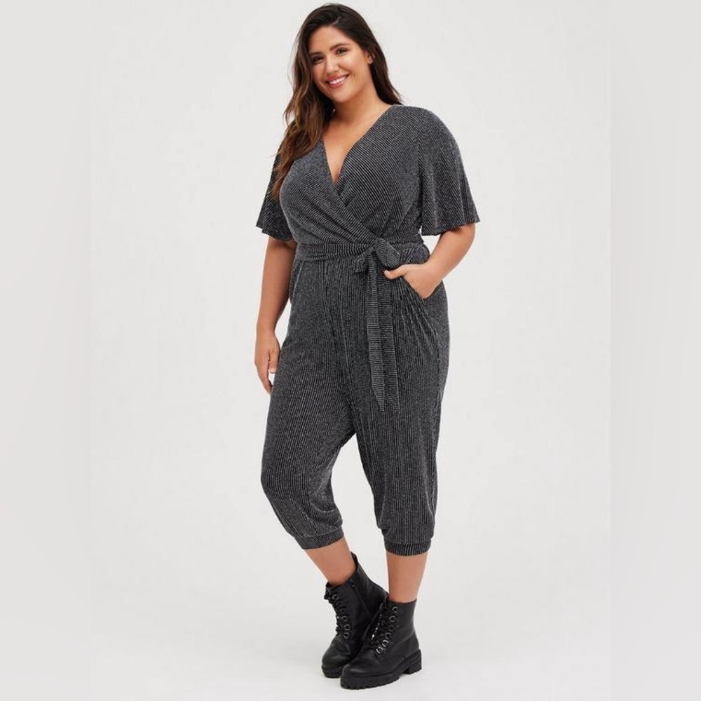 TORRID NWT Glitter Knit Surplice Jumpsuit